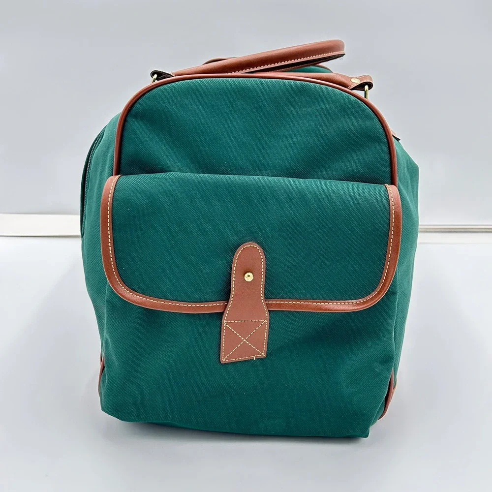 Polo Ralph Lauren Duffle Bag Green Canvas Weekend Travel Gym Pony Logo21x11